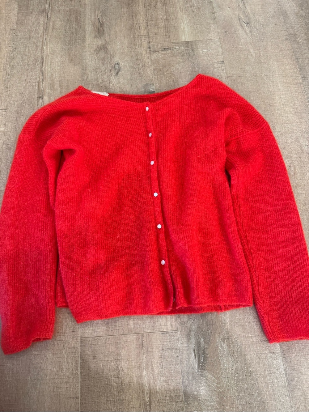 Sezane Red Button-Back Knit Cardigan
